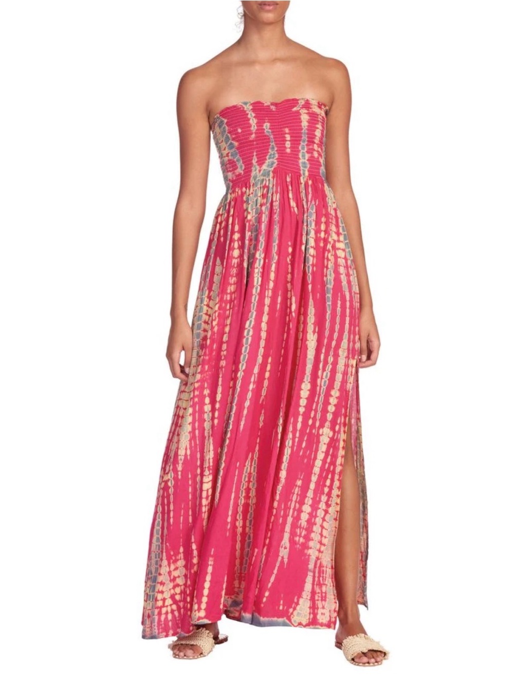 Elan Strapless Pink Tie-Dye Maxi Dress